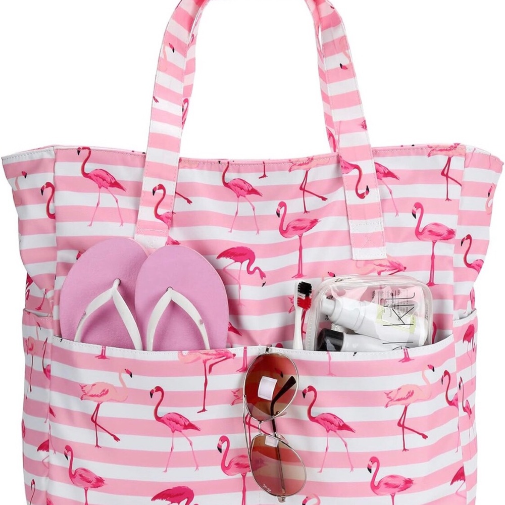 Large Flamingo Beach Tote - Picture 2 of 9